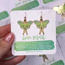 Load image into Gallery viewer, Luna Moth Dangle Earrings: Gold