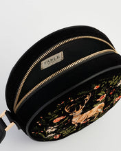 Load image into Gallery viewer, Aurora Fawn Embroidered Black Circle Bag