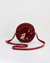 Load image into Gallery viewer, Star Gazing Rabbit Red Embroidered Circle Bag
