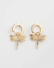 Load image into Gallery viewer, Dragonfly Charm Huggie Earrings
