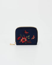 Load image into Gallery viewer, Floral Navy Velvet Purse