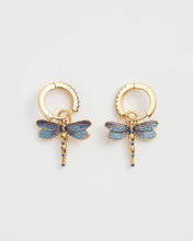 Load image into Gallery viewer, Dragonfly Charm Huggie Earrings