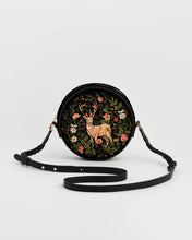 Load image into Gallery viewer, Aurora Fawn Embroidered Black Circle Bag