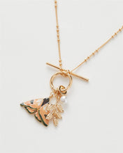 Load image into Gallery viewer, Enamel Moth & Leaf Charm Necklace