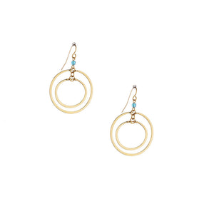 Concentrc Gold Circles Turquoise Beaded Earrings