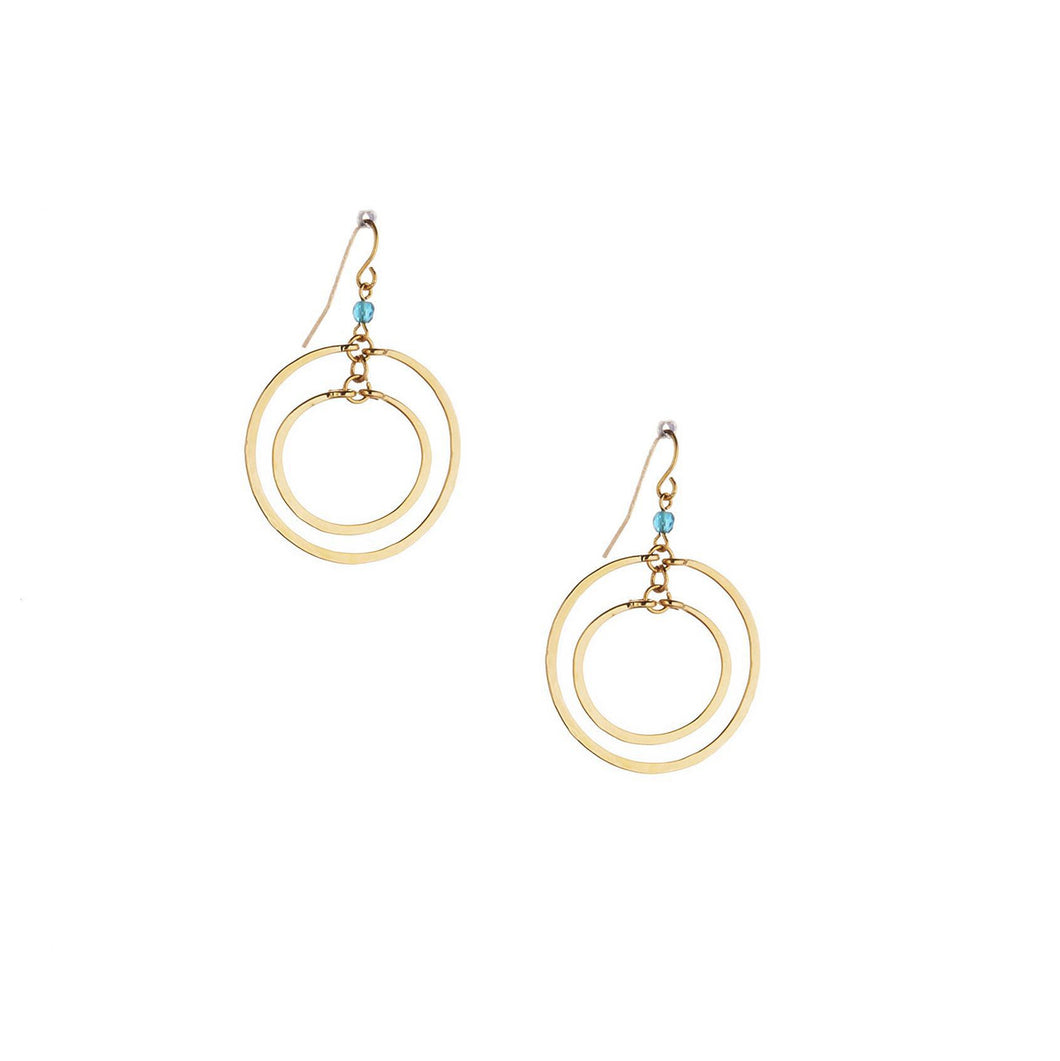 Concentrc Gold Circles Turquoise Beaded Earrings