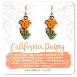 California Poppy Dangle Earrings: Gold