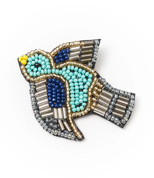 Bala Mani Beaded Bird Brooch Pin