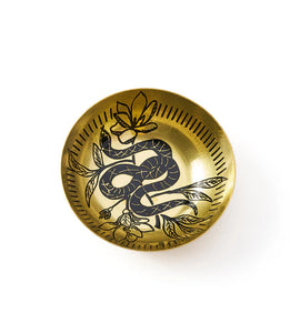 Saanp Snake Etched Brass Round Dish