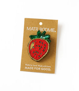 Bala Mani Beaded Strawberry Brooch Pin