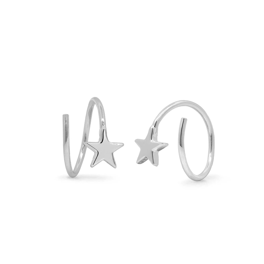 SS Meteorite Star Wrap Earrings