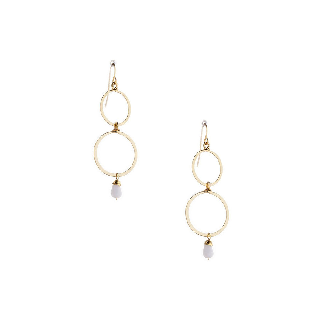 Double Circle Gold Beaded Earrings