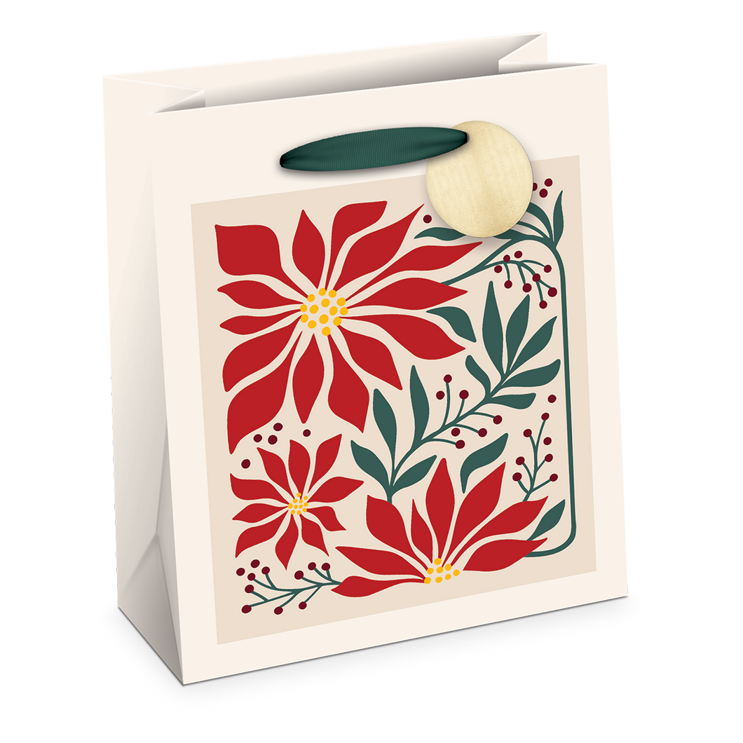 Winter Poinsettia Medium Gift Bag