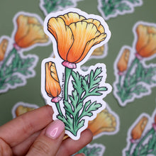 Load image into Gallery viewer, California Poppy Flower Waterproof Vinyl Sticker
