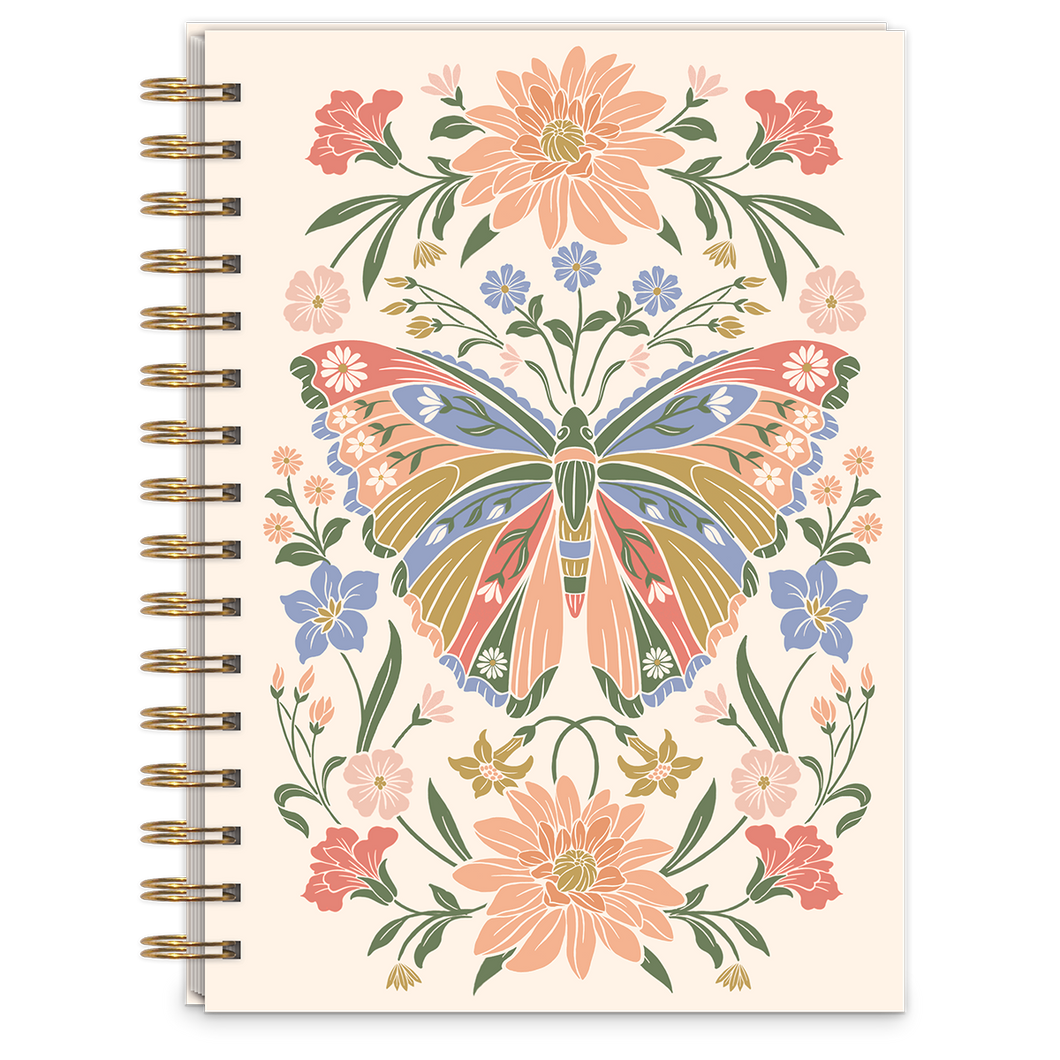 Wildflower Meadow Butterfly Spiral Journal