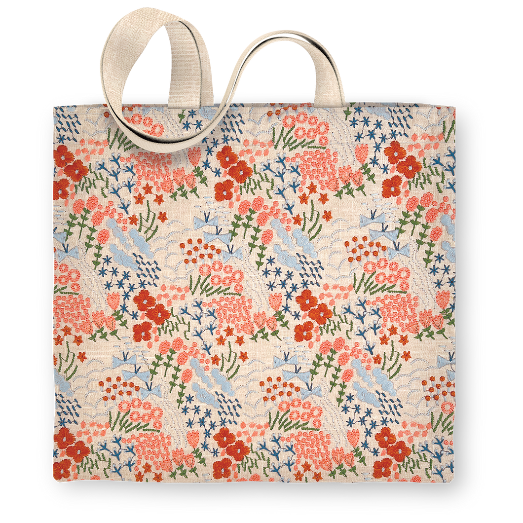 Wildflower Meadow Embroidered Tote Bag