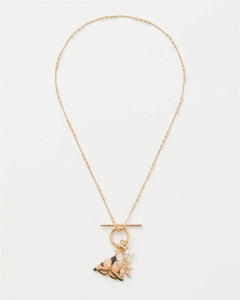 Enamel Moth & Leaf Charm Necklace