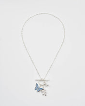 Load image into Gallery viewer, Blue Butterfly &amp; Leaf Silver Necklace
