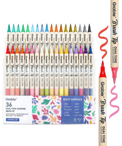 Dual Tone Brush Tip Acrylic Paint Marker Set of 36