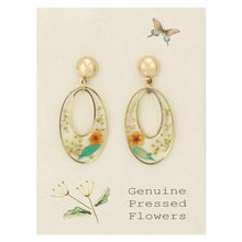 Load image into Gallery viewer, Cottage Floral Oval Post Dried Flower Earrings
