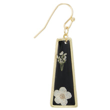 Load image into Gallery viewer, Gold Black Bar Dried Flower Earrings
