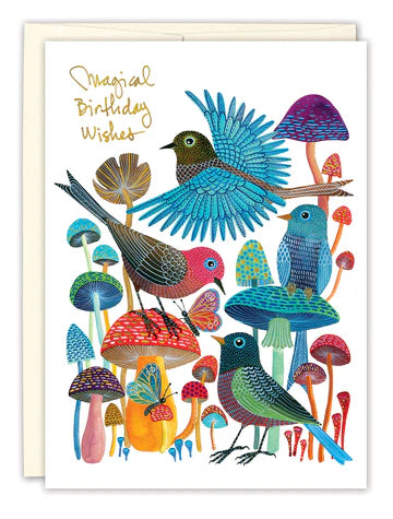 Birds & Mushroom Birthday Card