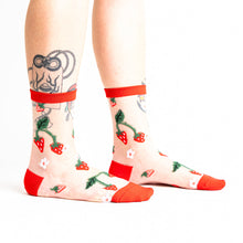 Load image into Gallery viewer, Berry Cute Sheer Crew Socks
