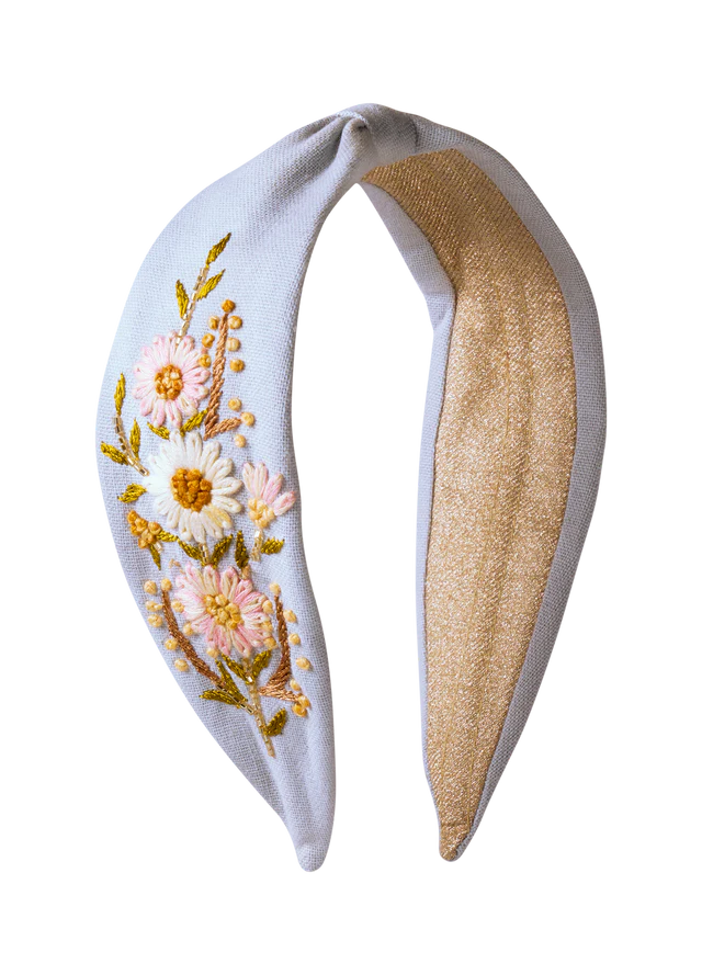 Perfect Posie Powder Blue Embroidered Headband