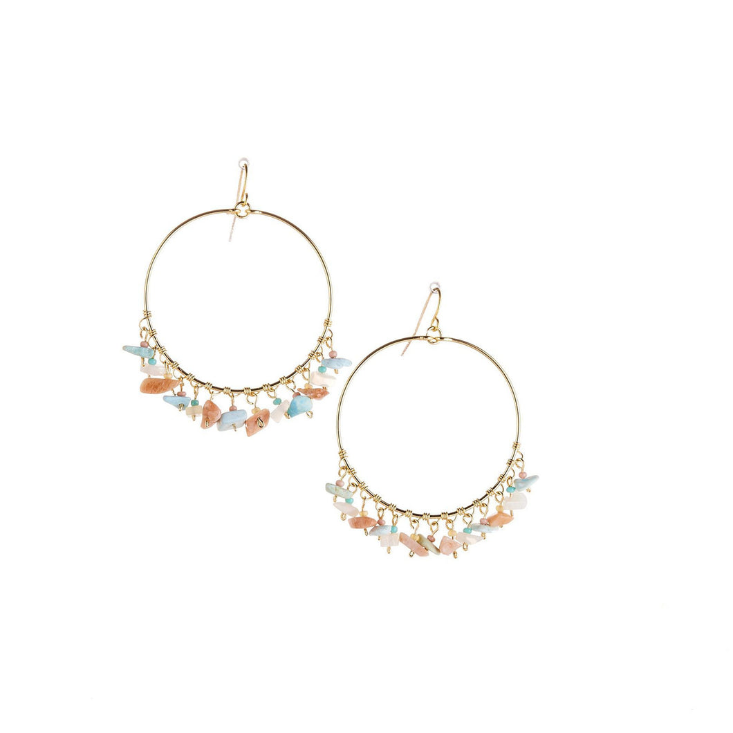 Beaded Gold Plated Chandelier Earrings