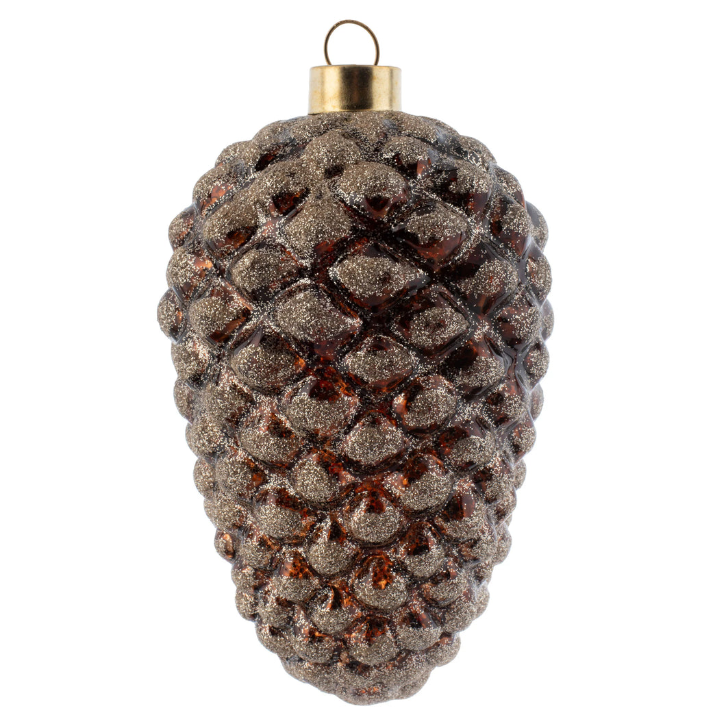 Glittered Small Glass Pinecone Ornament