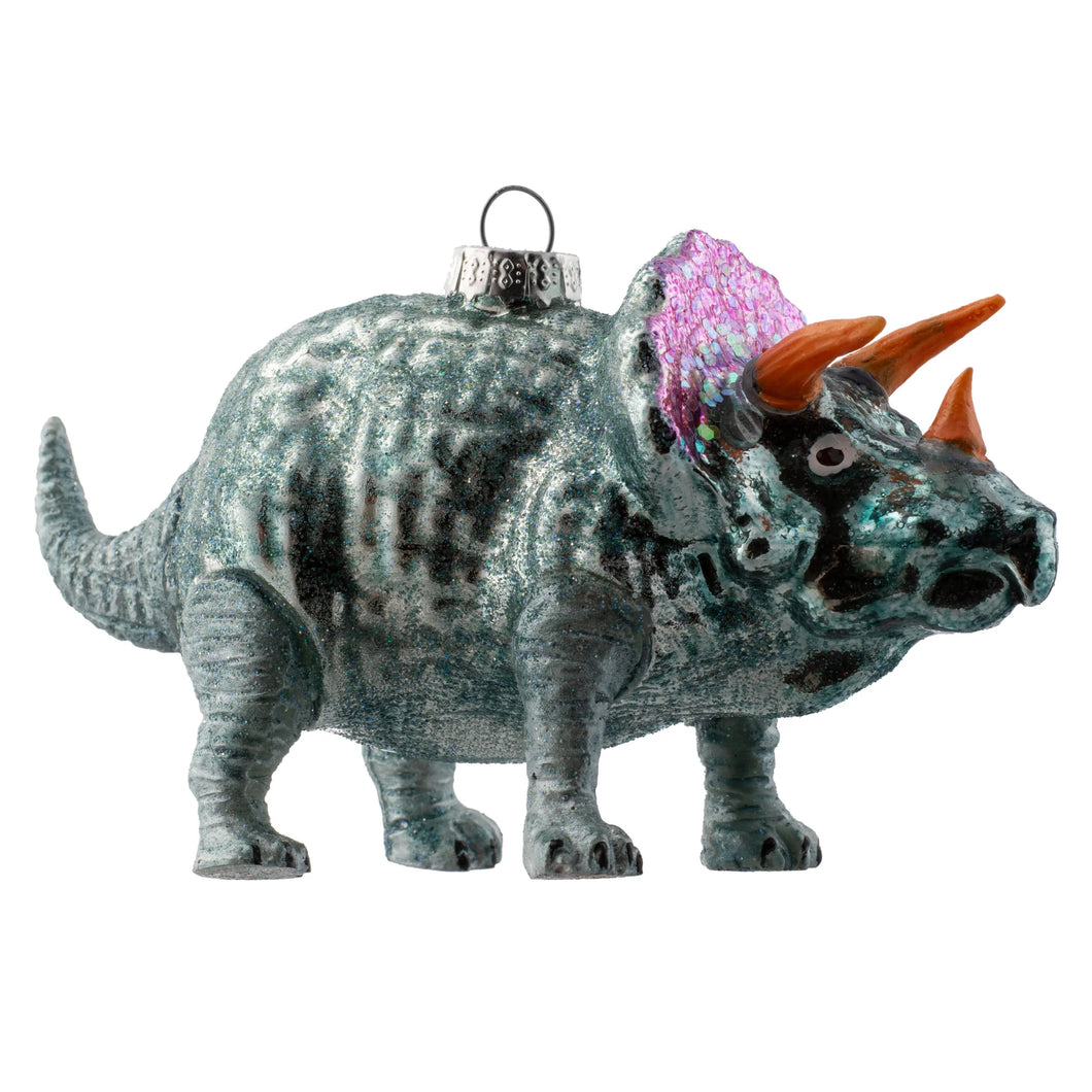 Triceratop Dinosaur Mercury Glass Ornament