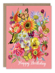 Peach Flower Birthday Card