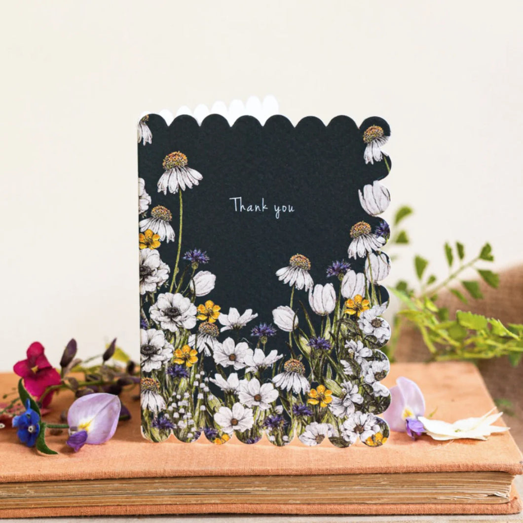 Thank You Card (Navy w/ White Flowers)