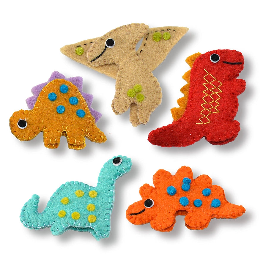 Felted Dino Finger Puppet Pack