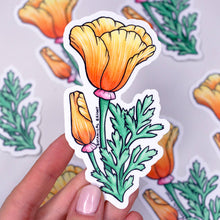 Load image into Gallery viewer, California Poppy Flower Waterproof Vinyl Sticker
