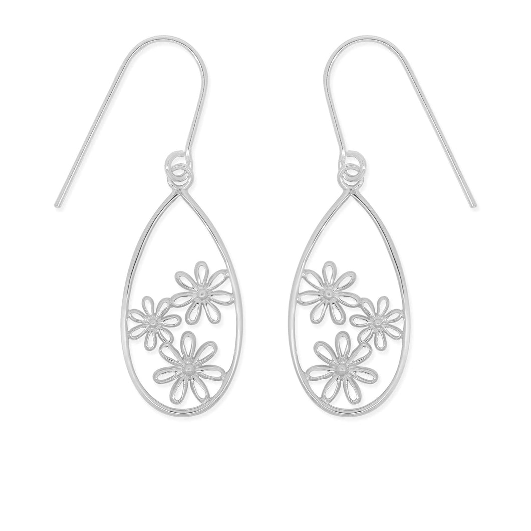 SS Floral Dangle Earrings