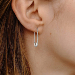 SS Safety Pin Hoop Earring