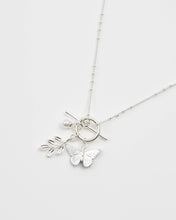 Load image into Gallery viewer, Blue Butterfly &amp; Leaf Silver Necklace
