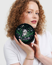 Load image into Gallery viewer, Nocturnal Garden Badger Embroidered Green Circle Jewellery Box
