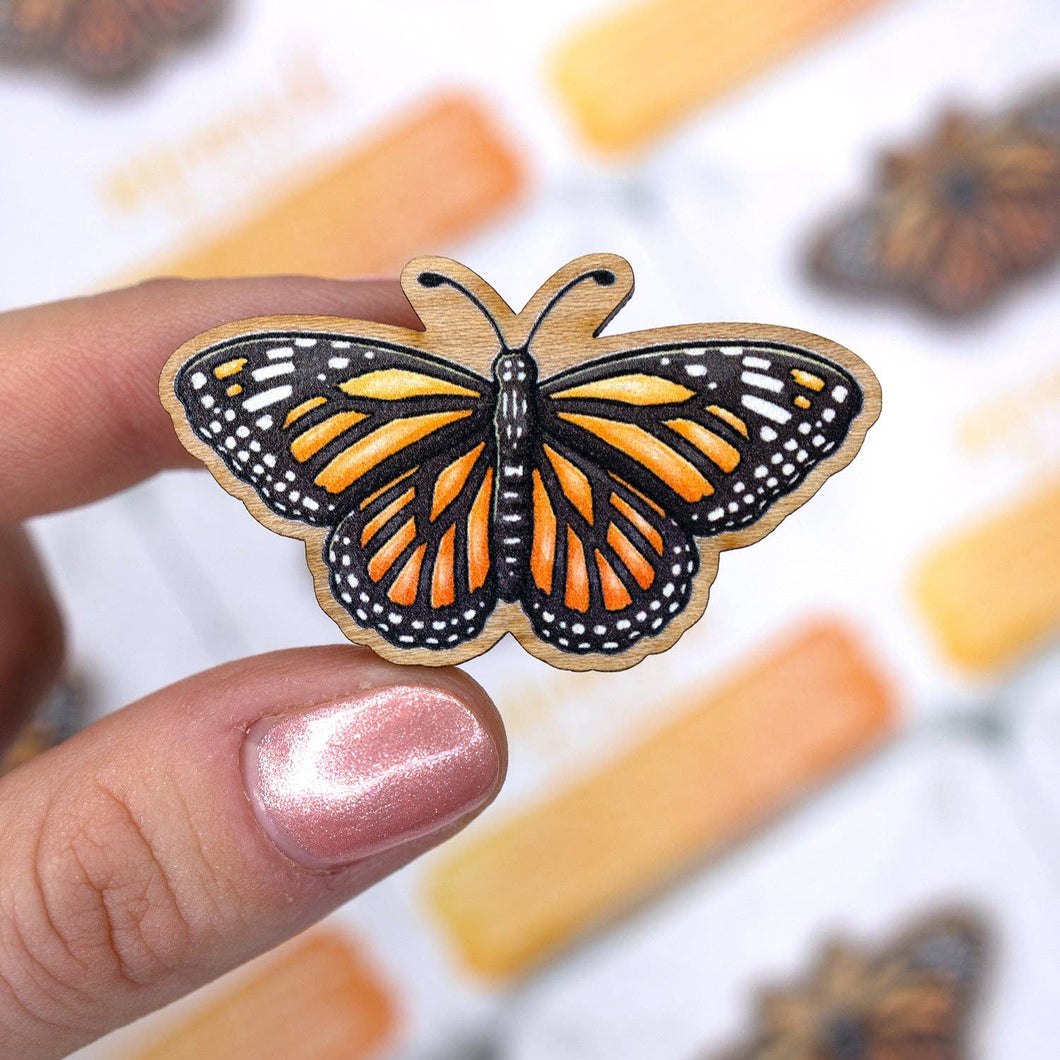 Monarch Butterfly Wood Pin