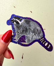 Load image into Gallery viewer, Glitter Raccoon Sticker

