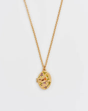 Load image into Gallery viewer, Robin &amp; Blackberry Gold Oval Locket Necklace
