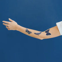 Load image into Gallery viewer, Sapphire Moths Tattoo Pair
