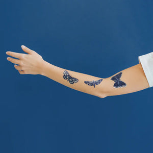 Sapphire Moths Tattoo Pair