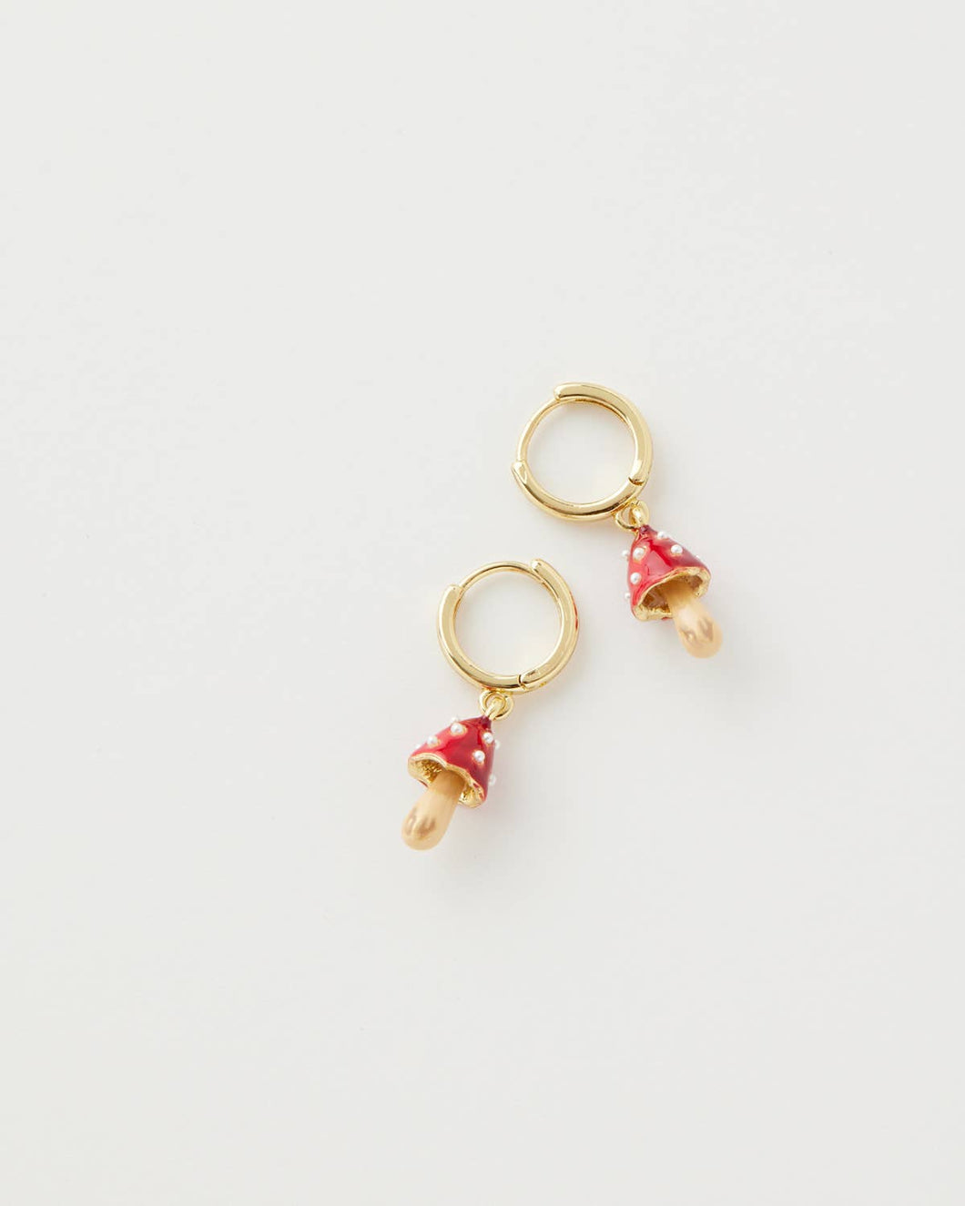 Enamel Mushroom Huggie Earrings