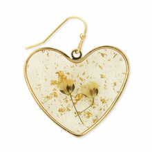 Load image into Gallery viewer, White Dried Flower Heart Earrings
