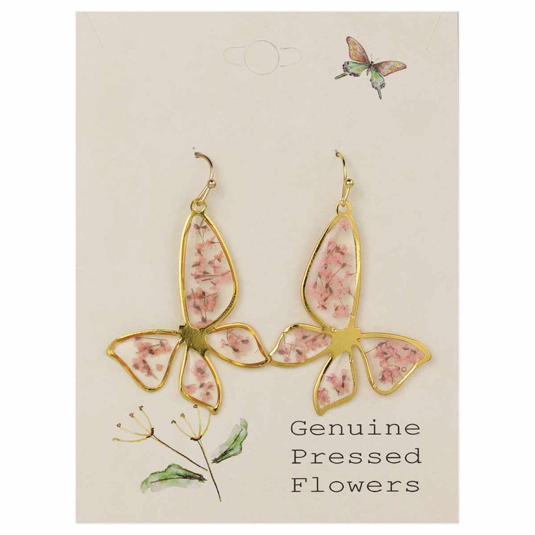 Cottage Butterfly Dried Flower Earrings