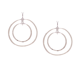 Geometric Silver Double Hoop Earrings