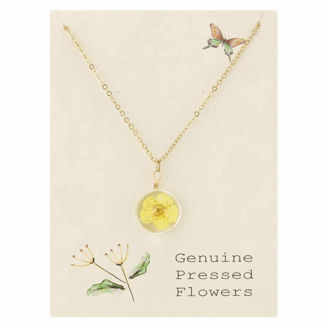Yellow Dried Flower Necklace