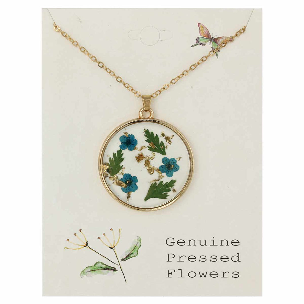 Cottage Floral Turquoise Flower Circle Necklace